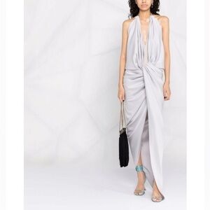 THE ATTICO Halterneck lamé maxi dress